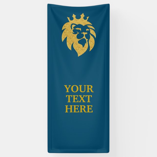 Banderoles Lion Avec Couronne - Style Or 1 (Vertical)