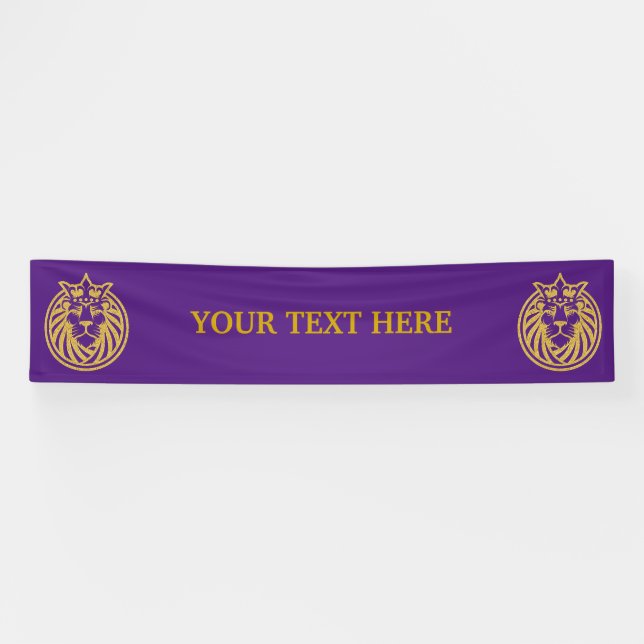 Banderoles Lion Avec Couronne - Style Or 4 (Horizontal)