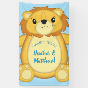 Banderoles Lion Baby shower bleu