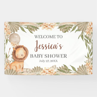 Banderoles Lion Boho pampas Grass baby shower Welcome banner
