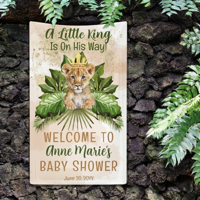 Banderoles Lion Cub Un Petit Roi Est En Chemin Baby shower (Créateur téléchargé)