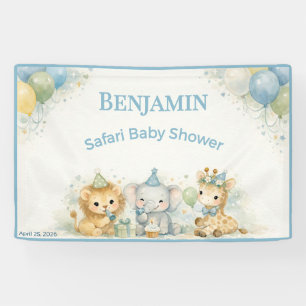 Banderoles Lion éléphant girafe pastel garçon fête fantaisist