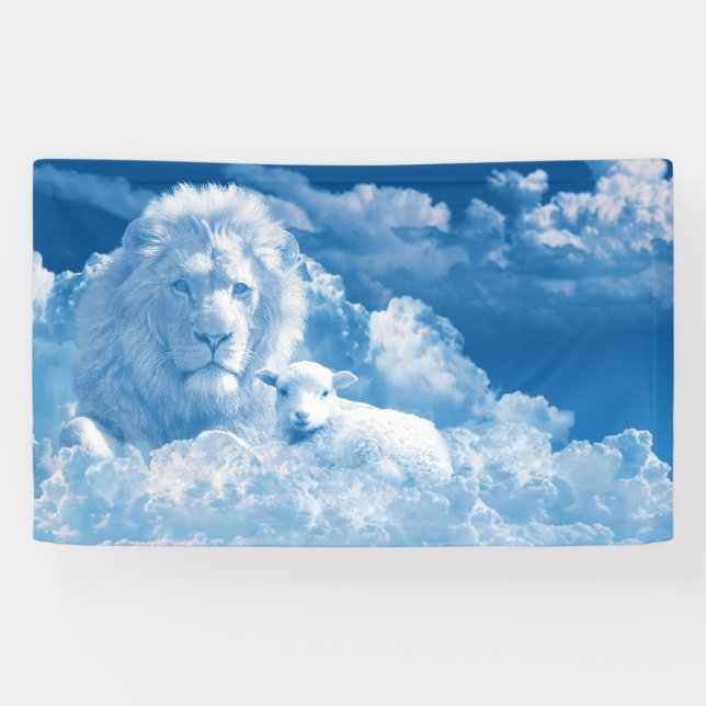 Banderoles Lion et agneau dans les nuages (Horizontal)