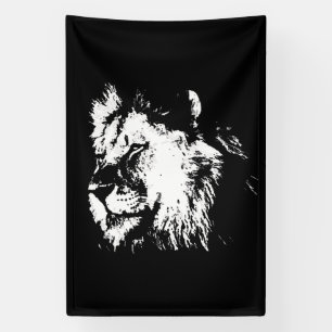 Banderoles Lion Noir Blanc - Pop Art Animalier