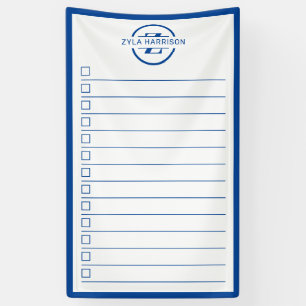 Banderoles Liste de tâches à faire avec monogramme bleu moder