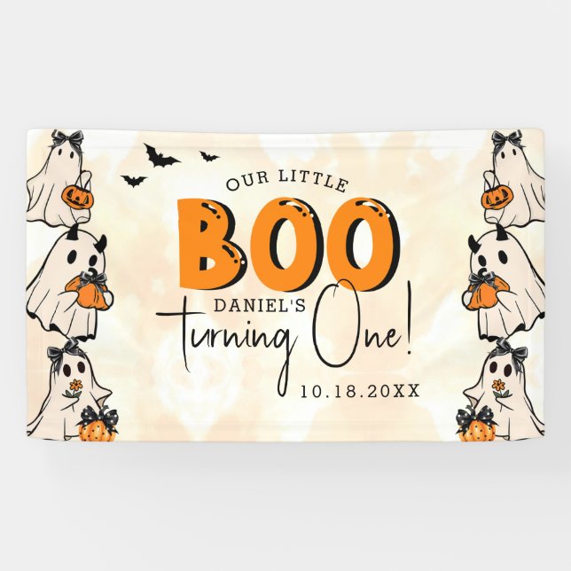 Banderoles Little Boo Halloween 1er anniversaire (Horizontal)