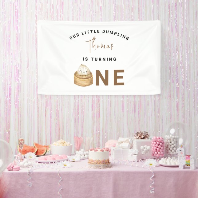 Banderoles Little Chinese dumpling first Birthday Party (Fête)