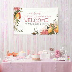 Banderoles Little Cutie   Baby Shower Botanique Citron Orange
