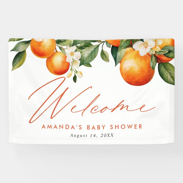Banderoles Little Cutie Orange Clementine Baby shower Favoris (Horizontal)