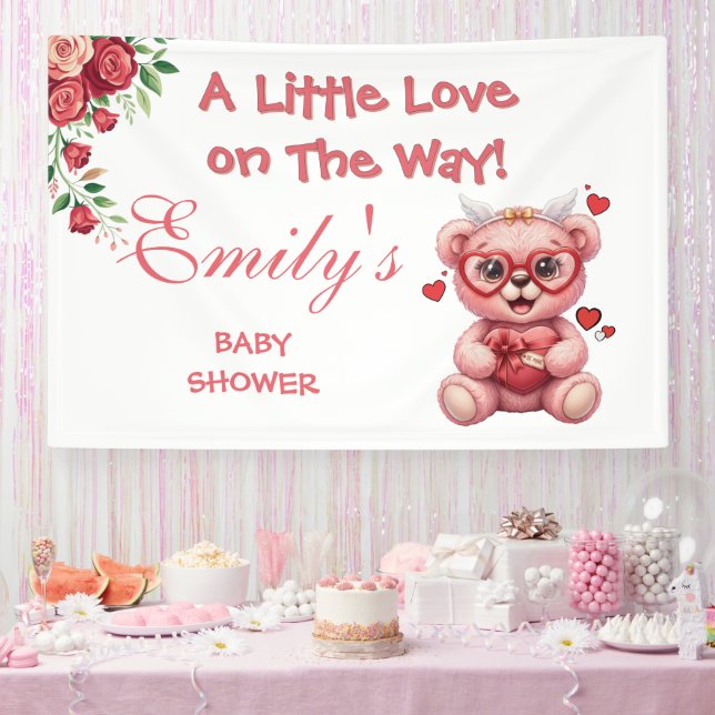 Banderoles Little Love On The Way! Pink Baby Shower  (Fête)