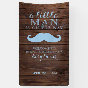 Banderoles Little Man Baby shower   Moustache rustique en boi