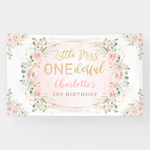 Banderoles Little Miss ONE derful Birthday Blush Gold Floral