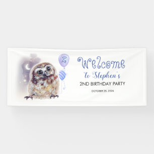 Banderoles Little Owl Cute Blue Anniversaire Party