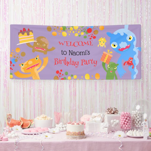 Banderoles Little Party Monster and confetti Anniversaire Par (Fête)
