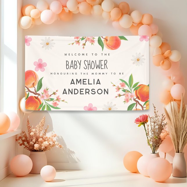 Banderoles Little Peach On The Way Baby Shower Welcome Sign (Créateur téléchargé)