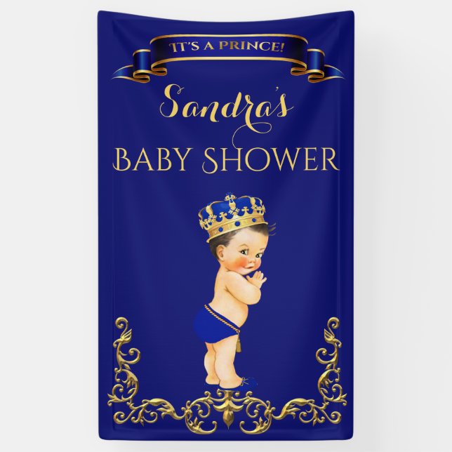 Banderoles Little Prince Royal Blue Gold Crown (Vertical)