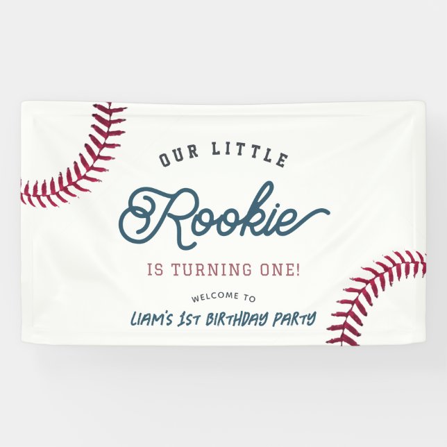 Banderoles Little Rookie Baseball Boy 1er Anniversaire Bienve (Horizontal)
