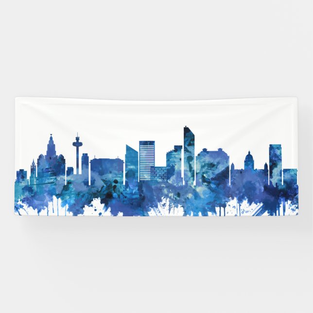 Banderoles Liverpool Angleterre Skyline Blue (Horizontal)