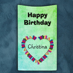Banderoles Livres colorés d'anniversaire en forme de cœur ver