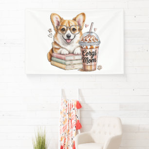 Banderoles Livres de Corgis et café glacé pour chien
