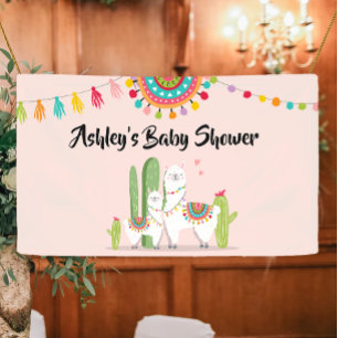 Banderoles Llama Mexicaine Cactus Fiesta Rose Baby shower fil