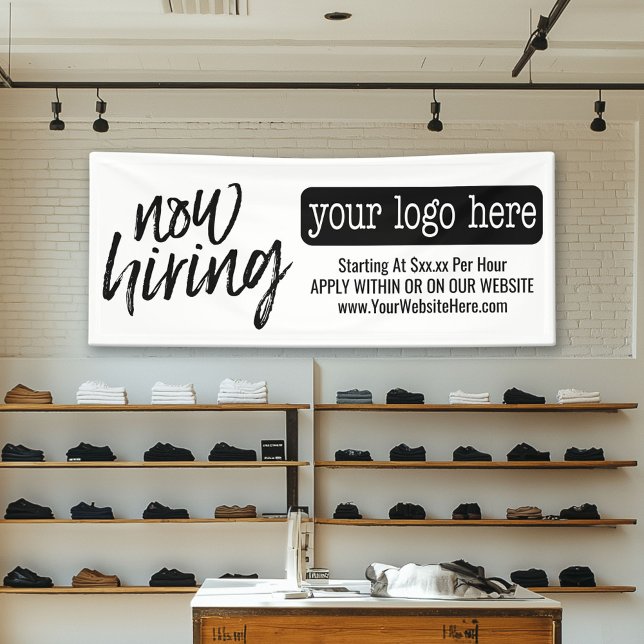 Banderoles Location de publicité - Ajouter le logo et les dét (Now Hiring Banner)
