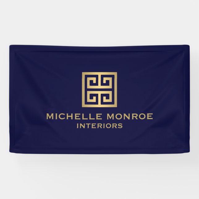 Banderoles Logo classique grec Key Designer Gold/Navy Blue (Horizontal)
