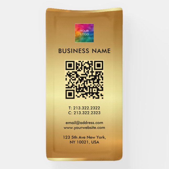 Banderoles Logo de code QR Outdoor Vertical Gold Promotionnel (Verticale)