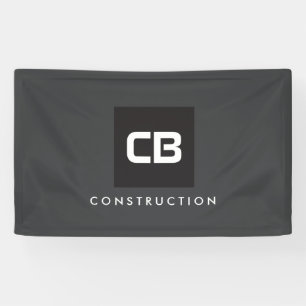 Banderoles Logo de construction de Monogramme Carré noir gris