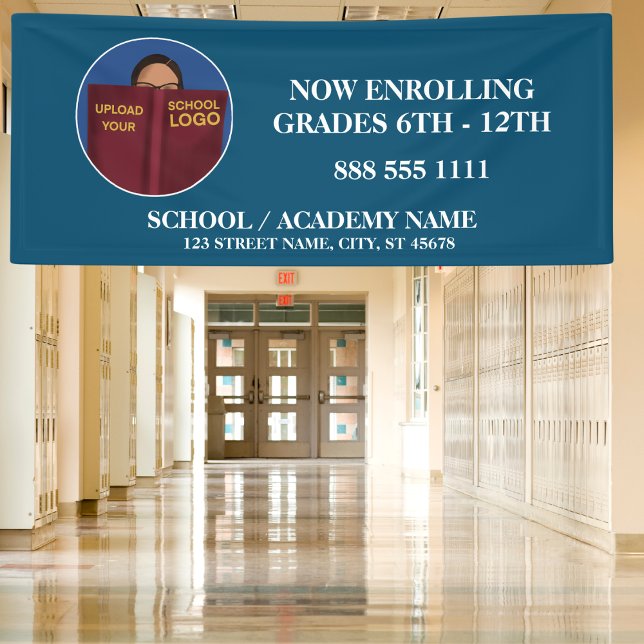 Banderoles Logo de l'école bleue moderne maintenant s'inscrir (Créateur téléchargé)