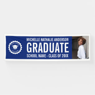Banderoles Logo de l'école Graduation Photo Party BLue White
