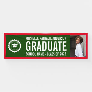 Banderoles Logo de l'école Graduation Photo Vert Rouge