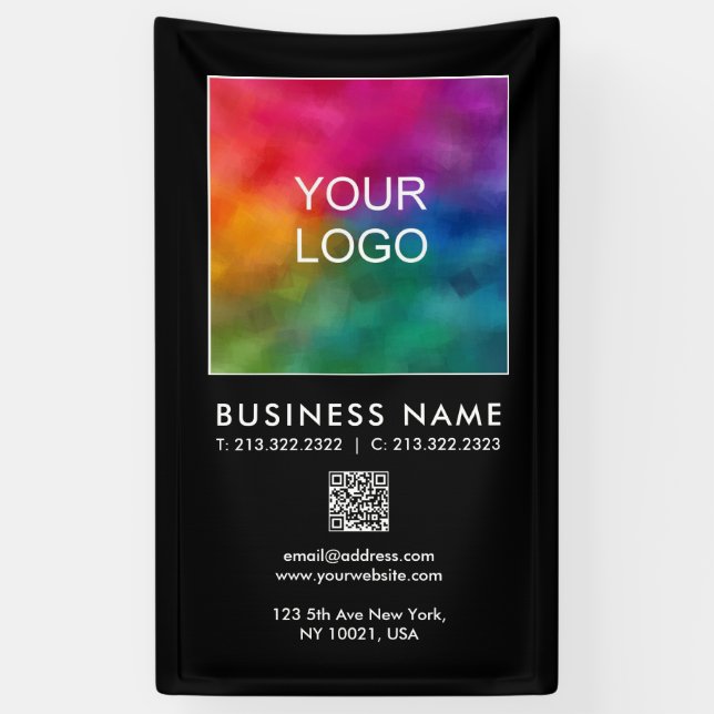 Banderoles Logo de l'entreprise Code QR Moderne Modèle Vertic (Vertical)