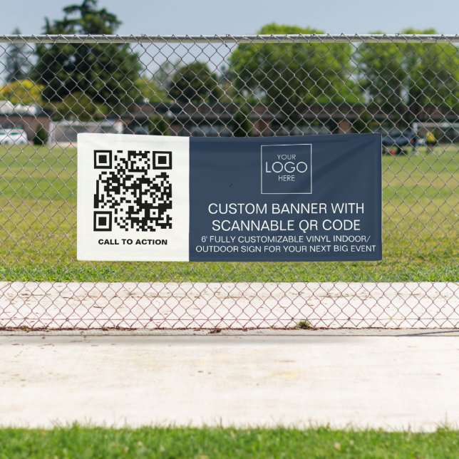 Banderoles Logo de l'entreprise Code QR personnalisé Vinyl in (En situation)