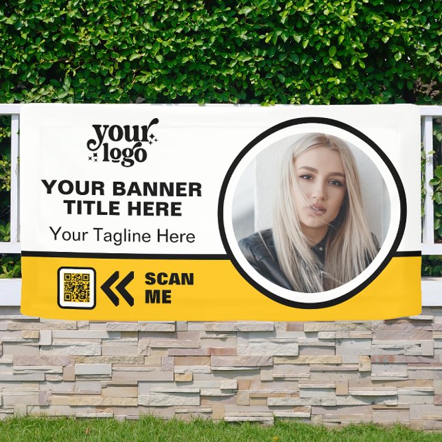 Banderoles Logo de l'entreprise QR Code Photo Intérieur extér (Créateur téléchargé)