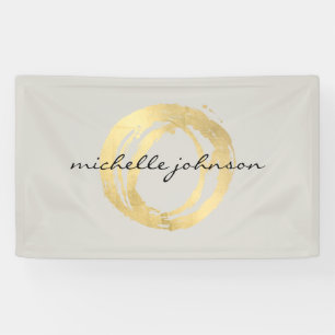 Banderoles Logo de Luxe Faux Gold Peint Circle Designer sur T