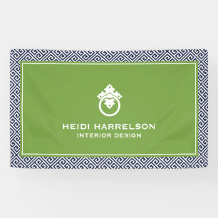 Banderoles Logo de porte vintage Knocker Bordure bleue/verte