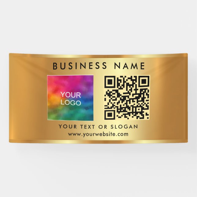 Banderoles Logo de texte personnalisé Faux Gold Scannable Cod (Horizontal)