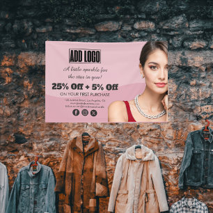 Banderoles Logo d'entreprise de bijoux de mode rose moderne