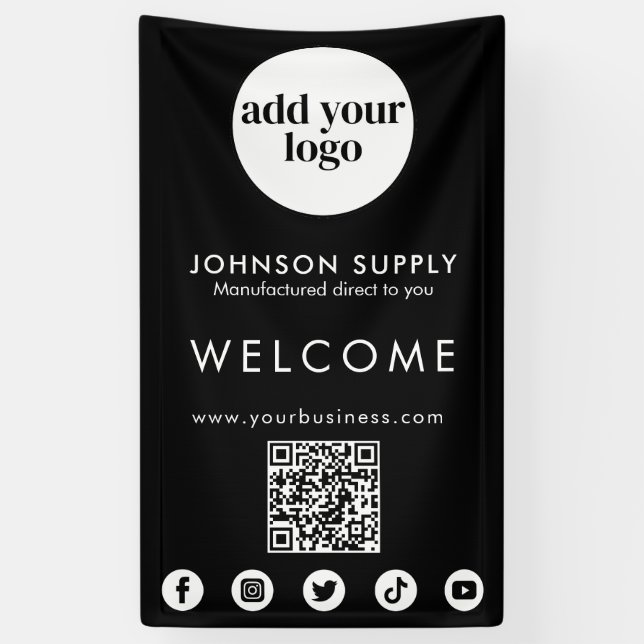 Banderoles Logo d'entreprise et code QR de la société Modern  (Vertical)