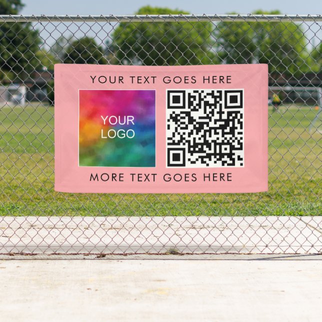 Banderoles Logo d'entreprise moderne QR Code Modèle rose pâle (En situation)