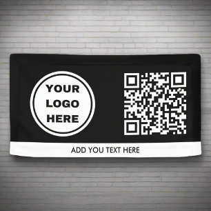 Banderoles Logo d'entreprise noir et blanc et code QR promoti