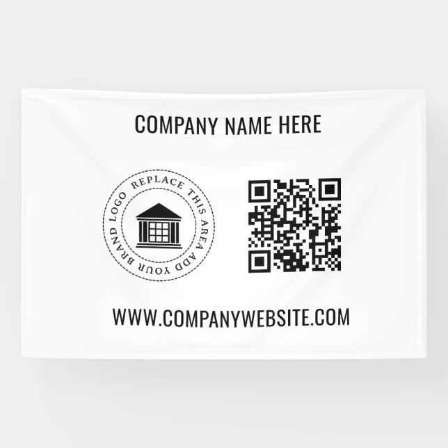 Banderoles Logo d'entreprise personnalisé | Code et site Web  (Horizontal)