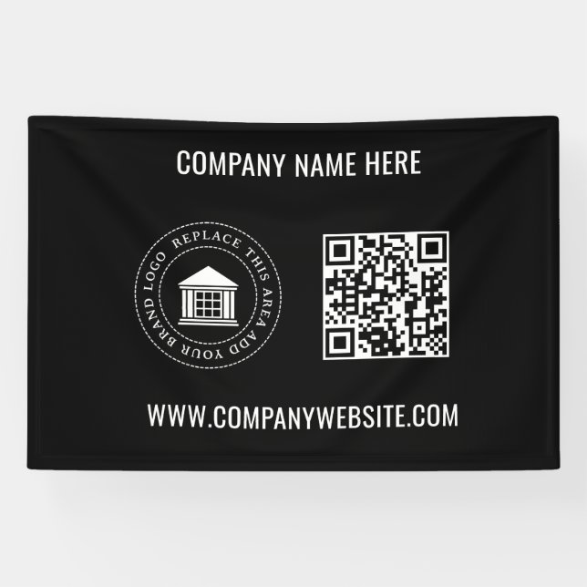 Banderoles Logo d'entreprise personnalisé | Code et site Web  (Horizontal)