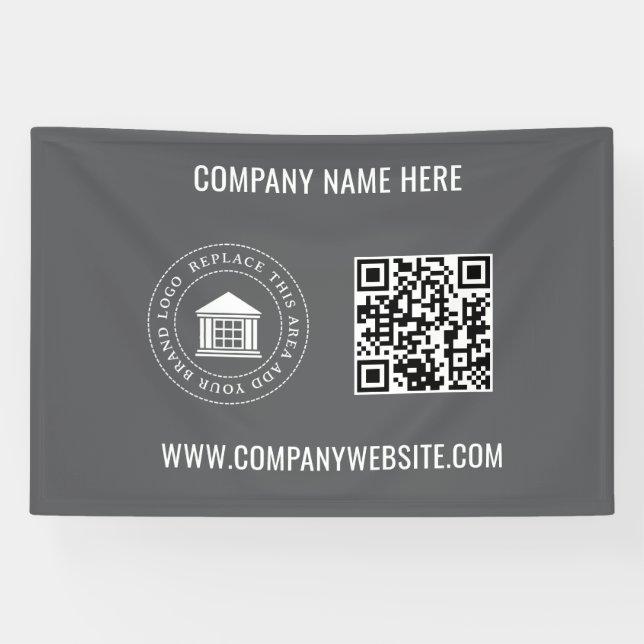 Banderoles Logo d'entreprise personnalisé | Code et site Web  (Horizontal)