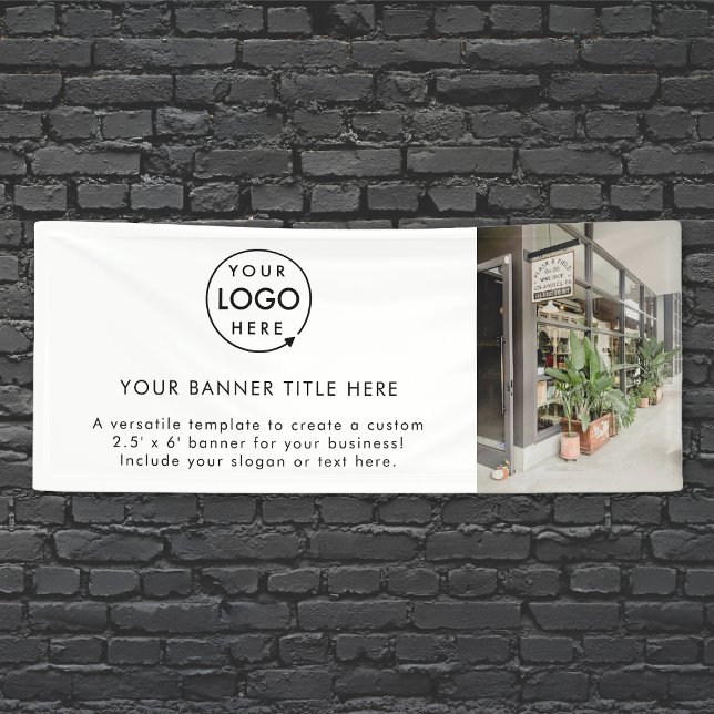 Banderoles Logo d'entreprise | Photo moderne minimaliste blan (Créateur téléchargé)