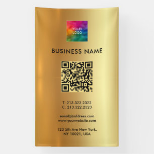 Banderoles Logo d'entreprise QR Code Gold Extérieur Vertical