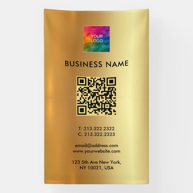 Banderoles Logo d'entreprise QR Code Gold Extérieur Vertical (Verticale)