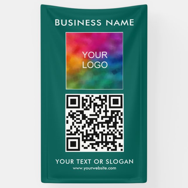 Banderoles Logo d'entreprise QR Code ici Vertical Moderne Ext (Vertical)