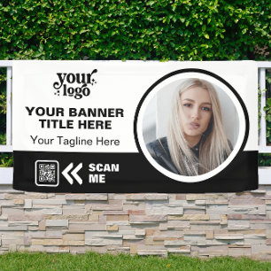 Banderoles Logo d'entreprise QR Code Photo Intérieur Noir ext